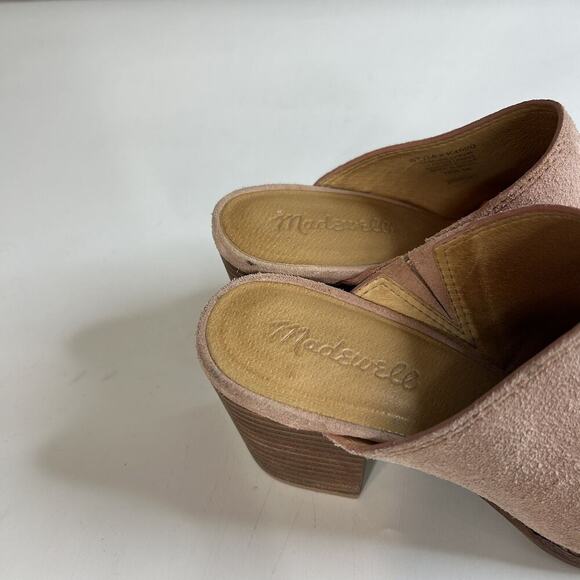 Madewell The Harper Mule 5.5 Pink Old Rose Suede Leather Heel Shoe Slip On Flaw - Picture 5 of 10